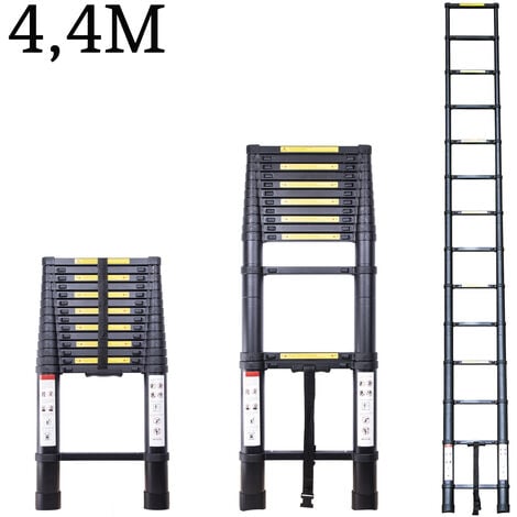 Randaco Scala telescopica fino a 150 kg Scala a gradini stabile in alluminio  Con trave d