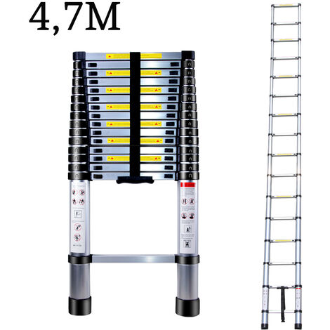 Scala Telescopica Pieghevole, 4.7 Metri Scaletta in Alluminio, Carico di 150 kg (Plata)