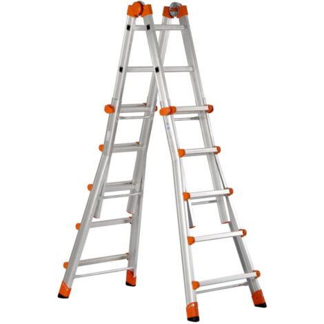 Scala telescopica professionale 5+5 alluminio rinforzato uso multifunzione en131-4