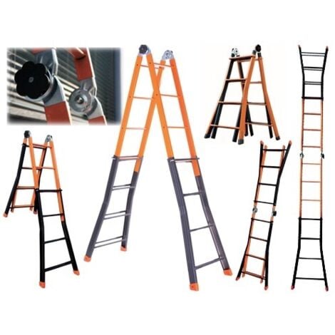 BRIXO Scala telescopica Step Up acciaio Gradini 4+4 altezza massima 3,80 mt