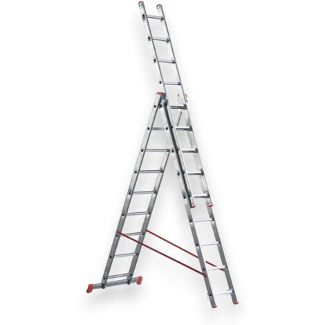 Scala tripla alta multiuso in alluminio a tre elementi 7+7+7 gradini Marchetti