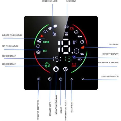 Scaldabagno/caldaia 3A Termostato intelligente WIFI AC 90V-240V Smart Touch Schermo a colori Termostato programmabile per scaldabagno, Tuya APP Controllo remoto mobile con connessione vocale per casa,
