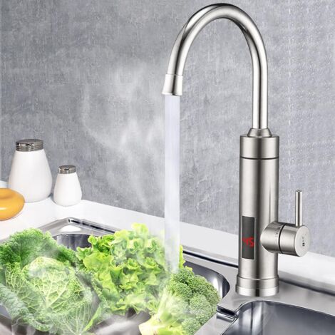 Scaldabagno elettrico istantaneo da 3000 W con rubinetto e display a LED della temperatura per cucina e bagno