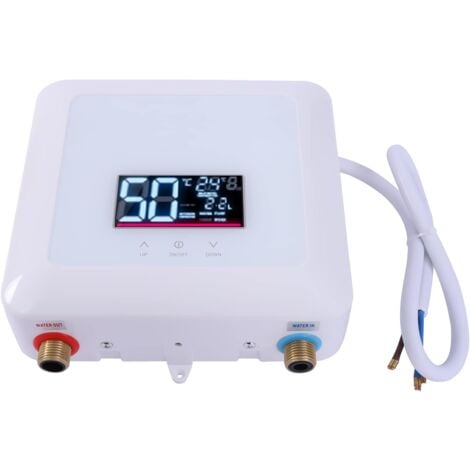 Scaldabagno elettrico istantaneo da 7500 W con display LCD + telecomando, IPX4, sotto lavello, resistente alla pressione, per cucina, bagno e lavatrice