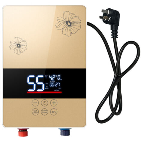 Scaldabagno elettrico istantaneo Golden Lotus per bagni e cucine, montaggio a parete, display LED HD, controllo termostatico, 5500 W, 220 V