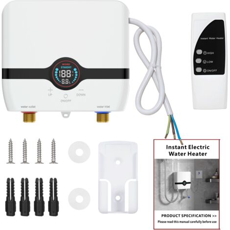 Scaldabagno elettrico istantaneo, mini 6500W, 220V, temperatura costante, con telecomando e display digitale (cablaggio necessario)