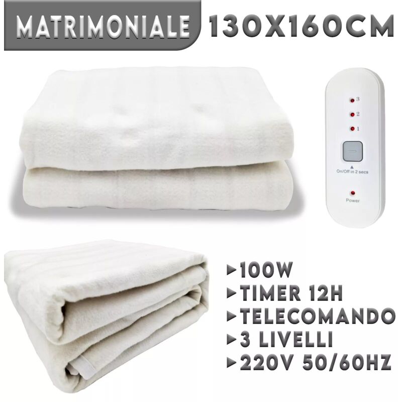 Scaldaletto Elettrico Lavabile Riscaldamento Rapido Caldo Comfort Coperta Riscaldante - matrimoniale - Maka