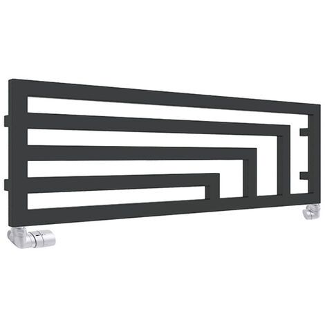 Scaldasalviette ad acqua calda nero 360mm di altezza e 1140mm di larghezza - 411 Watt - ANG360/1140HSXN