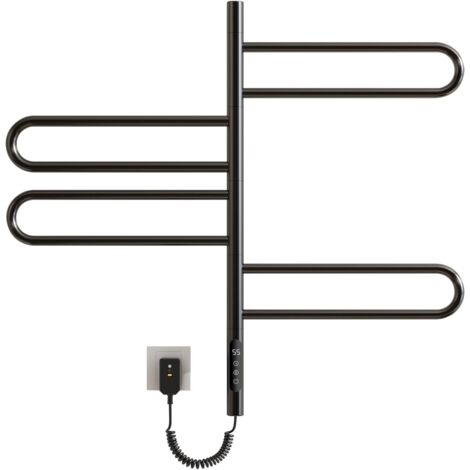 OIHPAW Scaldasalviette Elettrico Bagno, Rotazione di 180° Termoarredo Elettrico Bagno Nero, 170W, Scalda Salviette da Bagno Elettrico, con Timer/Temperatura Regolabile, Basso Consumo