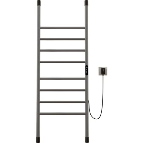 OIHPAW Bagno Termoarredo Elettrico Bagno da Terra Tipo Scala Bianco 550×1300mm 195W Scalda Salviette da Bagno Elettrico con Timer&Temperatura Regolabile