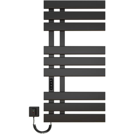 OIHPAW Scaldasalviette Elettrico Bagno, Termoarredo Elettrico Bagno Nero, 500×1000mm, 350W, Portasciugamani Elettrico, Scaldasalviette Intelligente a Temperatura Costante, Risparmio energetico