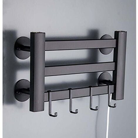 AIPERQ Scaldasalviette elettrico, temperatura costante per bagno 120W, montaggio a parete, senza foratura, 3 strati, nero