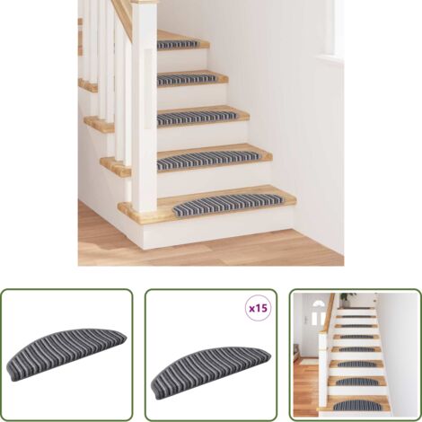Scale antiscivolo -  Tappetini per scale autoadesivi 15 pcs Grigio 65 x 21 x 4 cm
