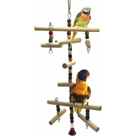 Gioco A Cucchiaio Per Pappagalli – In Acciaio E Legno, Da Appendere, Per Pappagalli Piccoli E Grandi