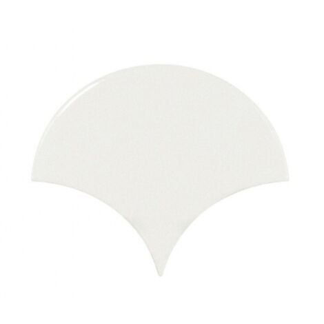 SCALE FAN WHITE - Faience écaille de poisson 10,6x12 cm blanc brillant - Blanc