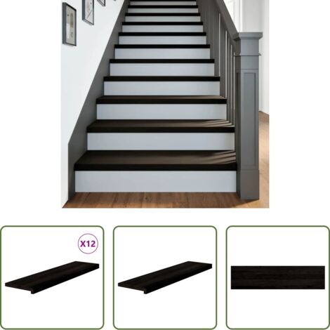 Scale in legno -  Gradini 12 pz Marrone Scuro 100x25x2 cm Legno Massello Rovere