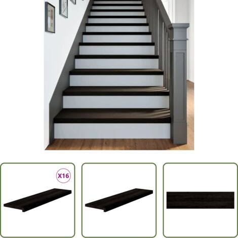 Scale in legno -  Gradini 16 pz Marrone Scuro 100x25x2 cm Legno Massello Rovere