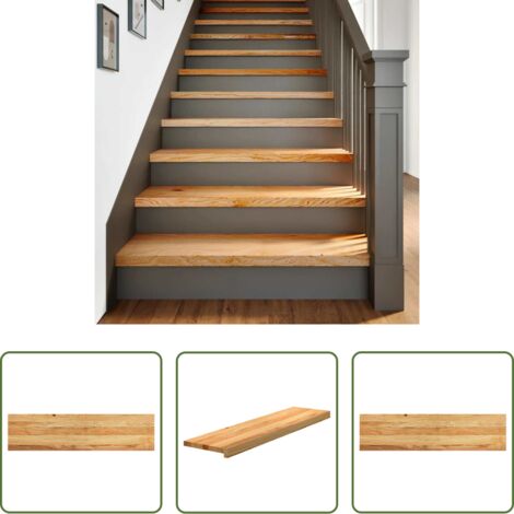 Scale in legno -  Gradini 2 pz Marrone Chiaro 100x25x2 cm Legno Massello Rovere