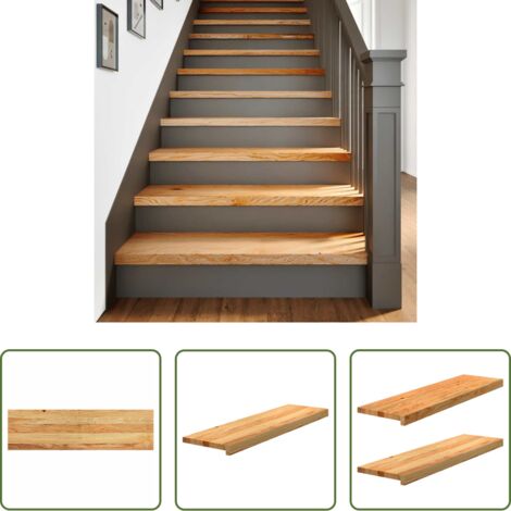 Scale in legno -  Gradini 2 pz Marrone Chiaro 90x25x2 cm Legno Massello Rovere