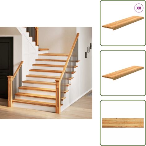 Scale in legno massello - vidaXL Gradini 8 pz Marrone Chiaro 110x30x2 cm Legno Massello Rovere - Gradini per casa