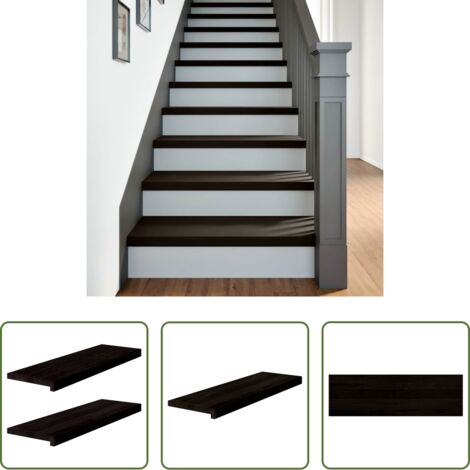 Scale in rovere -  Gradini 2 pz Marrone Scuro 80x30x2 cm Legno Massello Rovere