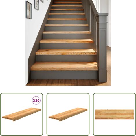 Scale in rovere -  Gradini 20 pz Marrone Chiaro 100x30x2 cm Legno Massello Rovere