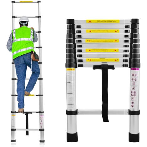 Scale telescopiche 4.4m Scala Telescopica in Alluminio Scala Pieghevole Portatile Scala Retrattile Estensibile per Casa, Ufficio HENGMEI