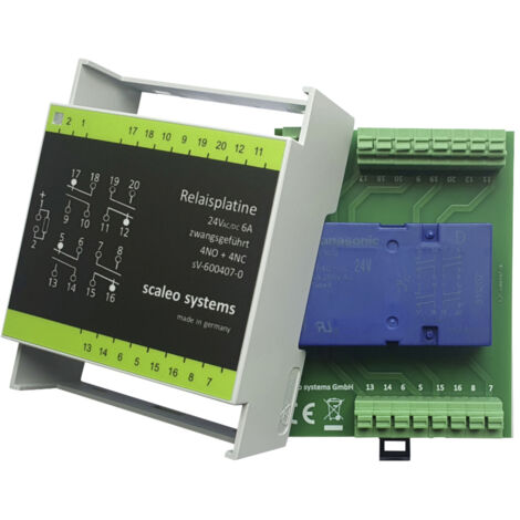 scaleo systems Sicherheitsrelais mit Verpolschutzdiode, mit LED, mit Gehäuse 1 St.  Typ 24V 4-fach 4