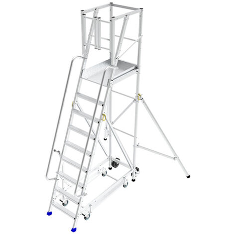 Scaletta 9 gradini - altezza massima di lavoro 4.25m - base con ruotee - ER9-KRE