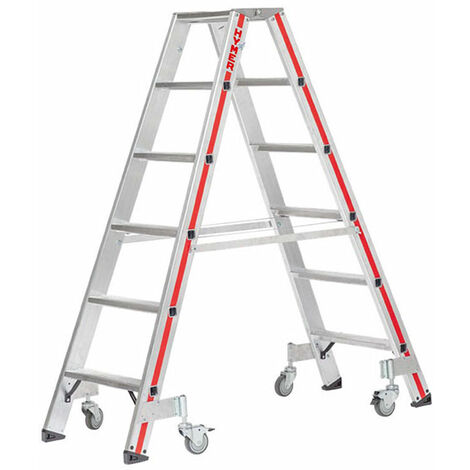 Scaletta con ruote 2x4 gradini - altezza massima di lavoro 2,45m - 8024/2x4-4P