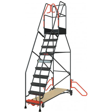 Scaletta con ruote rifonimento 9 gradini - altezza massima di lavoro 4.08m - 830008814