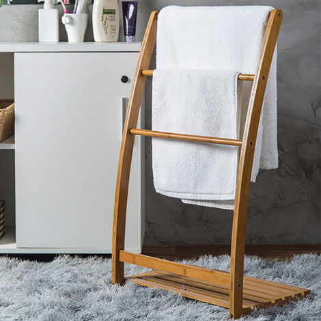 Scaletta coperte 3 piani, scala inclinata, appendipiumini, asciugamani bagno bambù