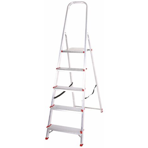 Scaletta en aluminium domestique - Promo ALU passe de 3 à 7 étapes 5 Gradini - H. da terra/piattaforma 97.5 cm - cavetto di rinforzo