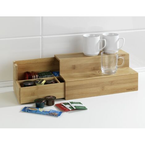 Scaletta in Bambo Scatola Estraibile Ambi Lati Porta Bustine Te' e Caffe' Cucina