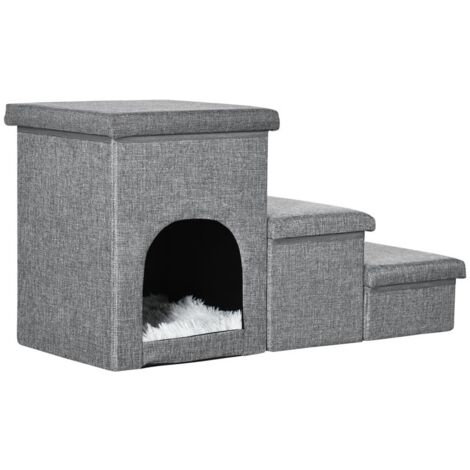SCALETTA PER CANI E GATTI 10KG MAX 3 GRADINI CON CASETTA PER CANI 73X33X40CM