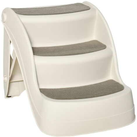 SCALETTA PER CANI E GATTI PIEGHEVOLE CON 3 GRADINI ANTISCIVOLO IN PP, 49X38X38 CM, BEIGE