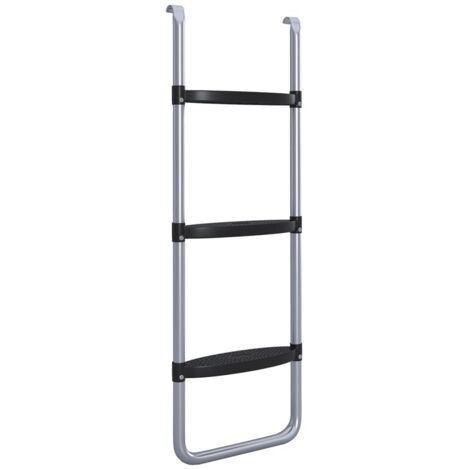 SCALETTA PER TRAMPOLINO ELASTICO REGOLABILE A 3 O 2 SCALINI IN ACCIAIO. 97X32CM. ARGENTO