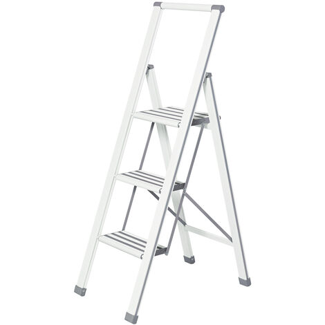Scaletta pieghevole aluminio 3 gradini bianca WENKO