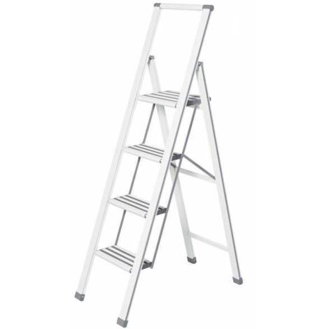 Scaletta pieghevole aluminio 4 gradini bianca