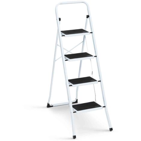Scaletta pieghevole con 4 gradini antiscivolo e corrimano