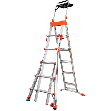 Scaletta telescopica da 4 a 7 gradini - Altezza mass. di lavoro 3.74m - LIG-15125