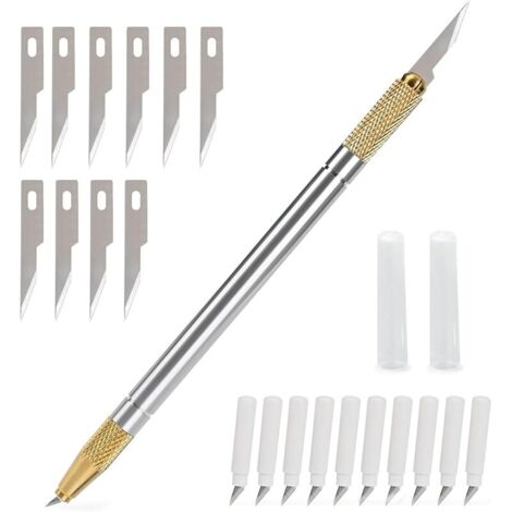 Scalpel de Découpe à Double Extrémité, avec 10pcs 11 e 10pcs 360° de Lames, Cutter de Précision, Scalpel Modelisme, pour l'artisanat Découpe de Travail d'art Bricolage Sculpture