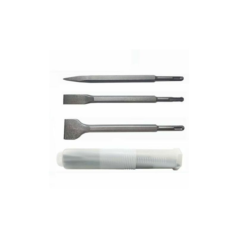 Image of Scalpelli BR-Vie SDS Plus, set di 3 (scalpello largo, scalpello piatto, scalpello a punta) per trapani leggeri e martelli a percussione per lavori