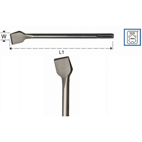 Scalpello a Taglio Piegato 50x400mm Attacco Sds Max per Muro Cemento Maurer Plus