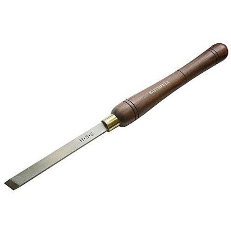 Scalpello per tornitura Faithfull HSS a lunghezza intera - 15 mm liscio obliquo, lunghezza lama 160 mm, lunghezza totale 410 mm - impugnatura in legno certificata FSC