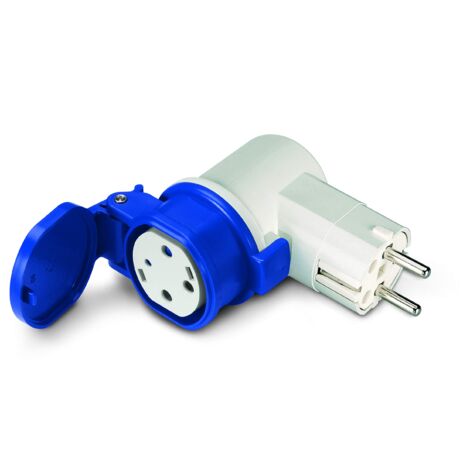 SCAME - 200.01624 Adattatore per la Ricarica di Veicoli Elettrici 2P+T 250V 16A IP20 - Adattatore con Spina Angolata 16A - Presa Tipo 3A - Spina schuko Franco Tedesca