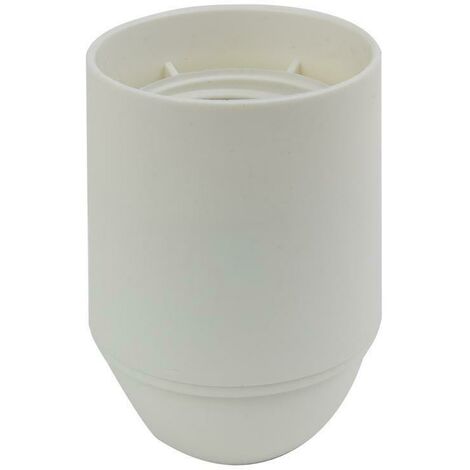 Scame portalampada e27 liscio bianco  camicia liscia cappellotto con filetto stampato, cavo 2,5 mm
