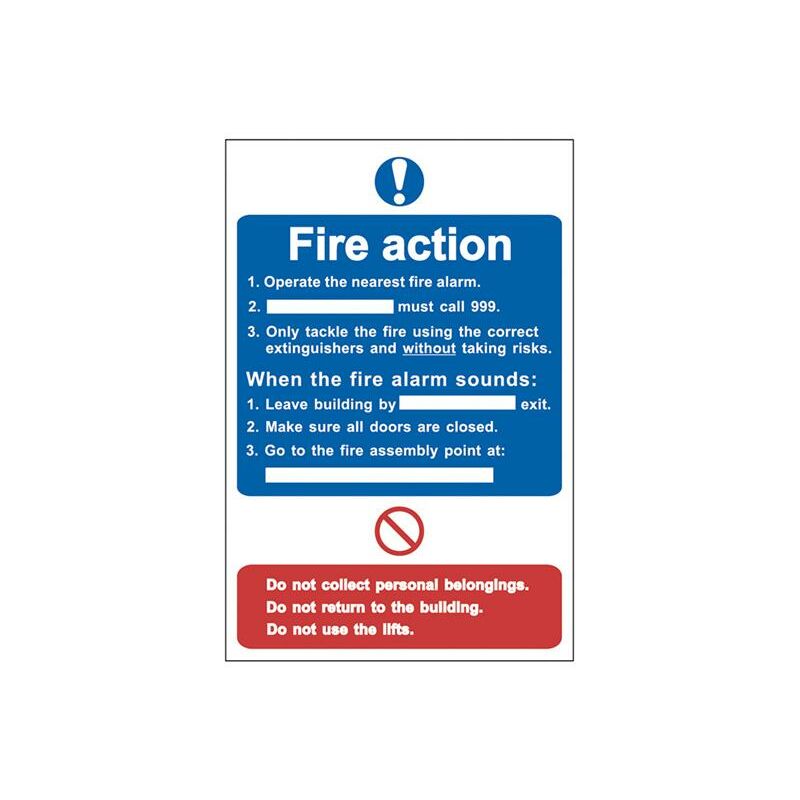 0165 Fire Action Procedure - pvc Sign 200 x 300mm SCA0165 - Scan