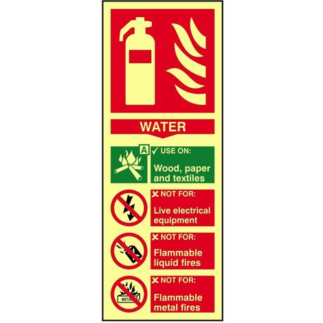 Scan 1590 Fire Extinguisher Composite Water - Photoluminescent 75 x 200mm SCA1590