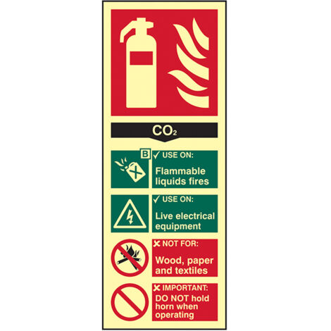 Scan 1592 Fire Extinguisher Composite CO2 - Photoluminescent 75 x 200mm SCA1592